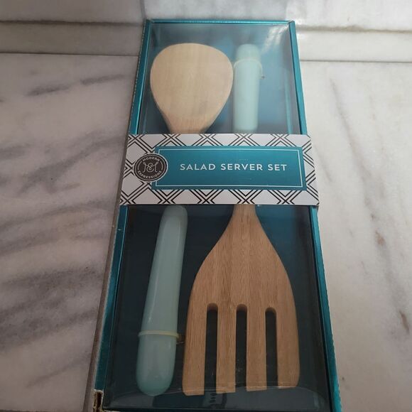 Modern Expressions Wooden Salad Server set Fork and Spoon Set - Picture 1 of 4